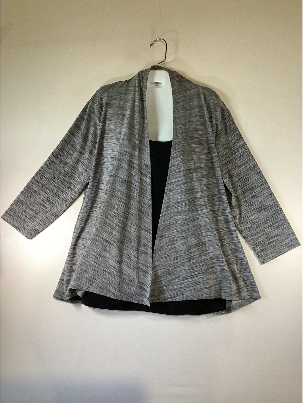 Liz McCoy Women's Gray and Black Open Front Cardigan XL
